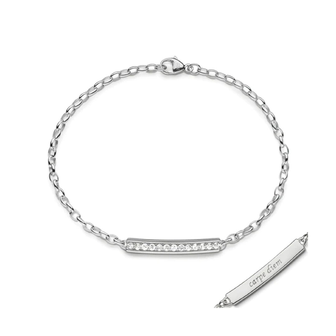 Monica Rich Kosann Carpe Diem White Sapphire Poesy Bracelet in Silver