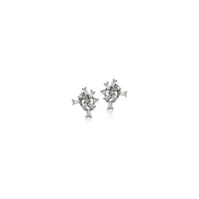 Tara Mikolay Round Baguette Oxidized Diamond Stud Earrings