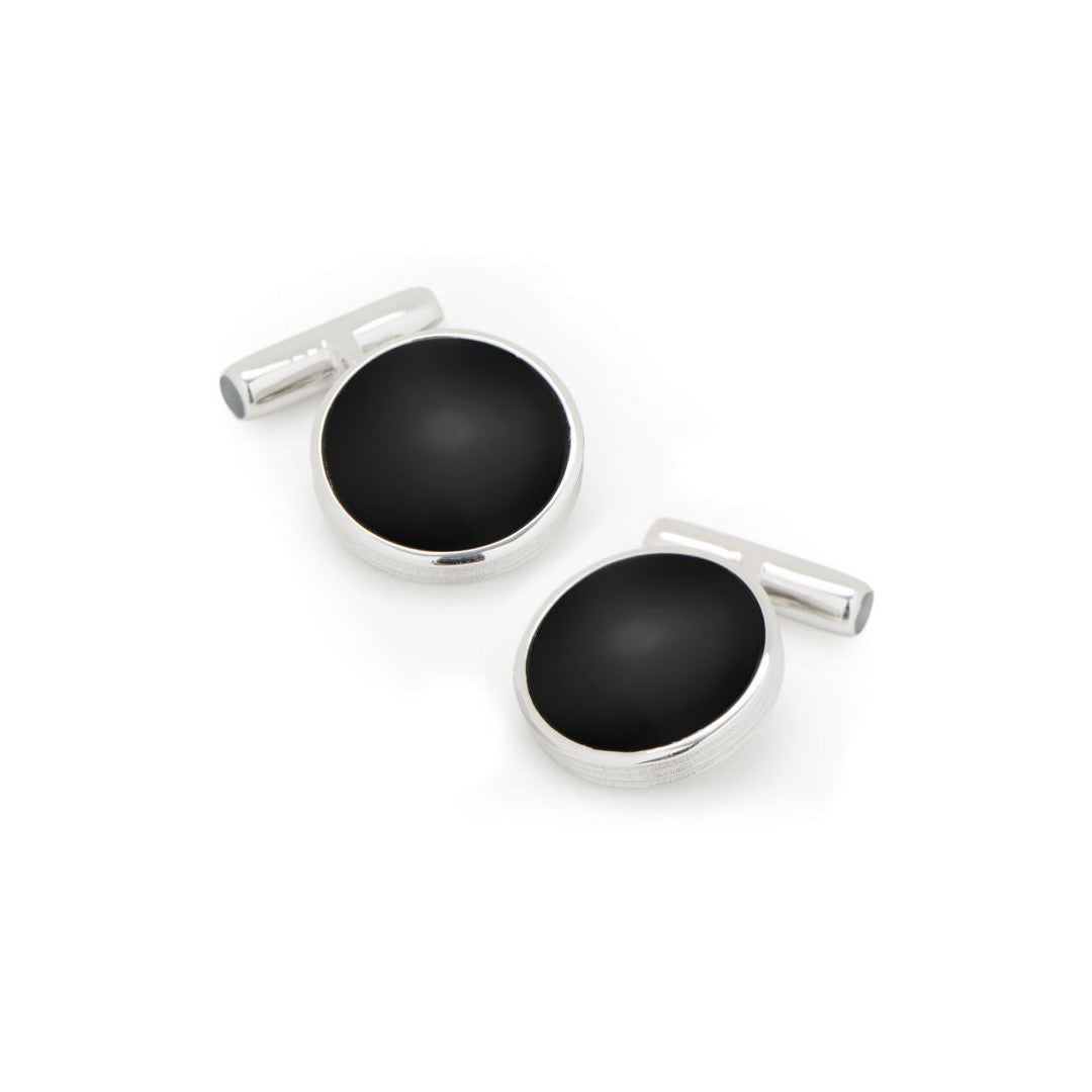 Ribbed Onyx Cufflinks