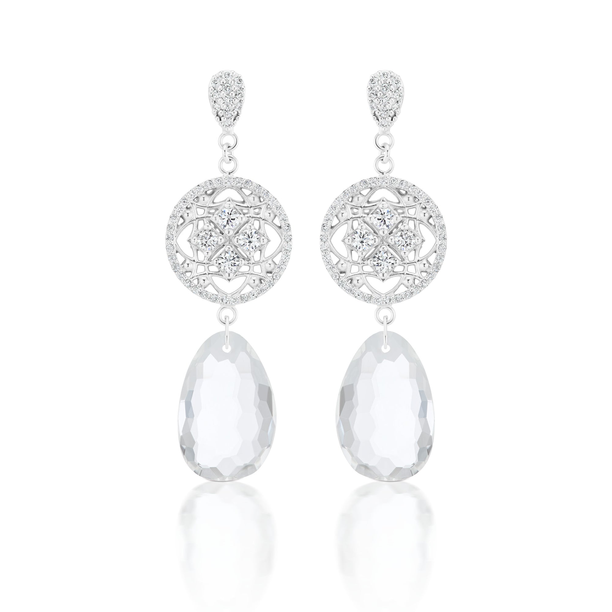 Special event white topaz and diamond earring in 18k