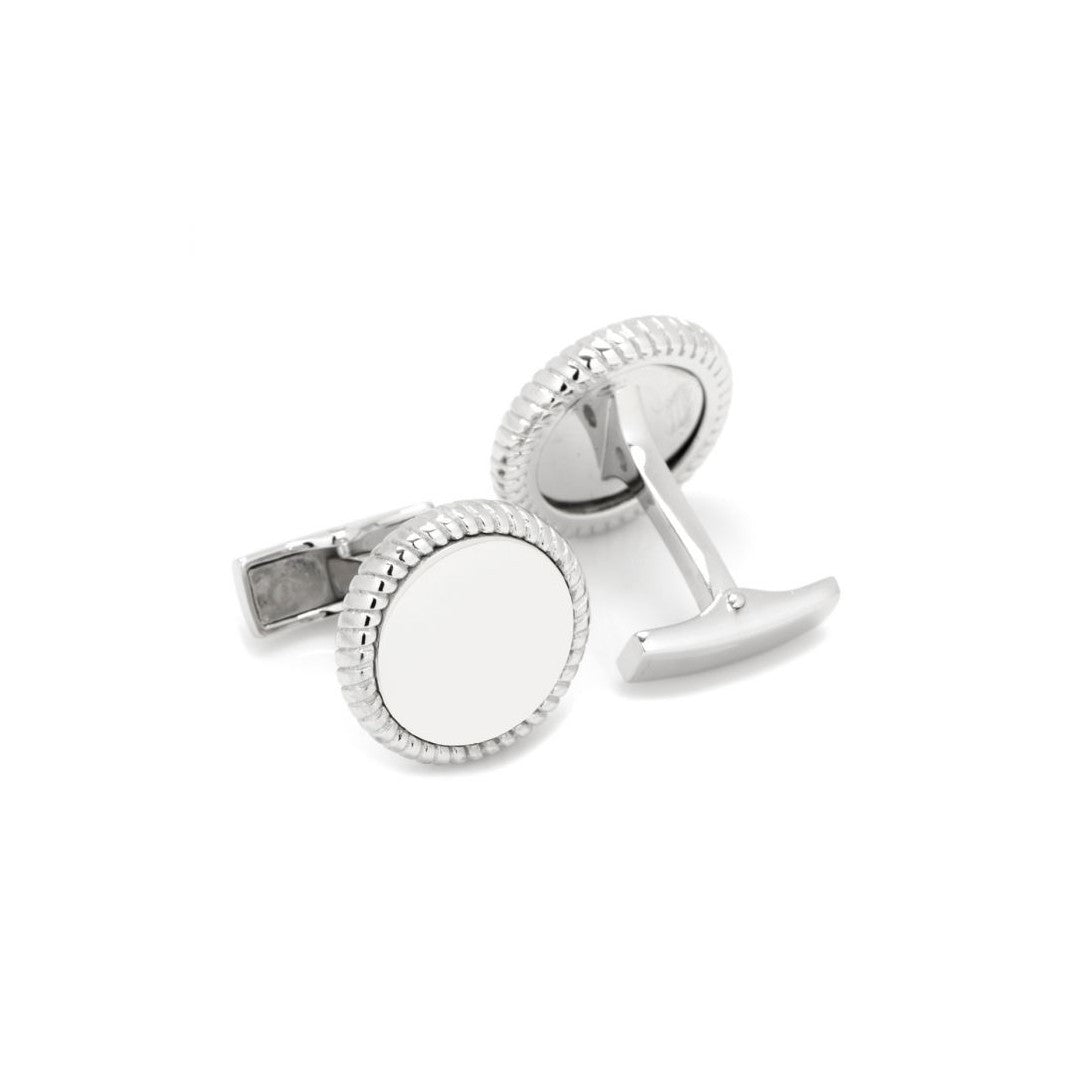 Sterling Silver Rope Border Round Cufflinks