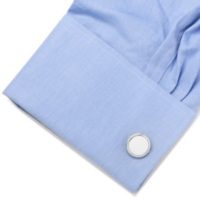 Sterling Silver Rope Border Round Cufflinks