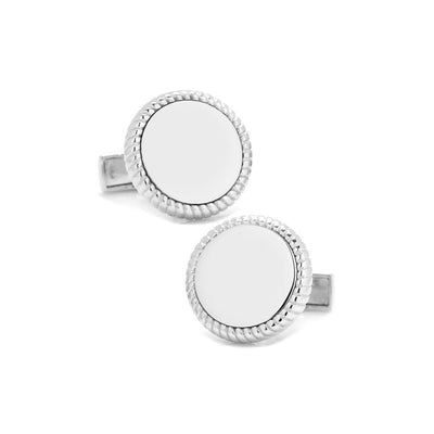 Sterling Silver Rope Border Round Cufflinks