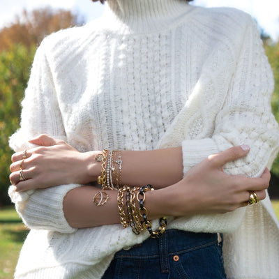 Monica Rich Kosann Sun, Moon and Stars Dangling Diamond and Moonstone Chain Bracelet