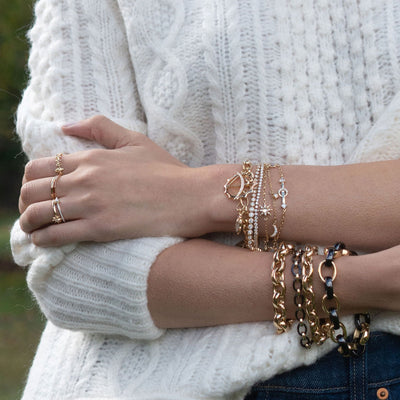 Monica Rich Kosann Sun, Moon and Stars Dangling Diamond and Moonstone Chain Bracelet