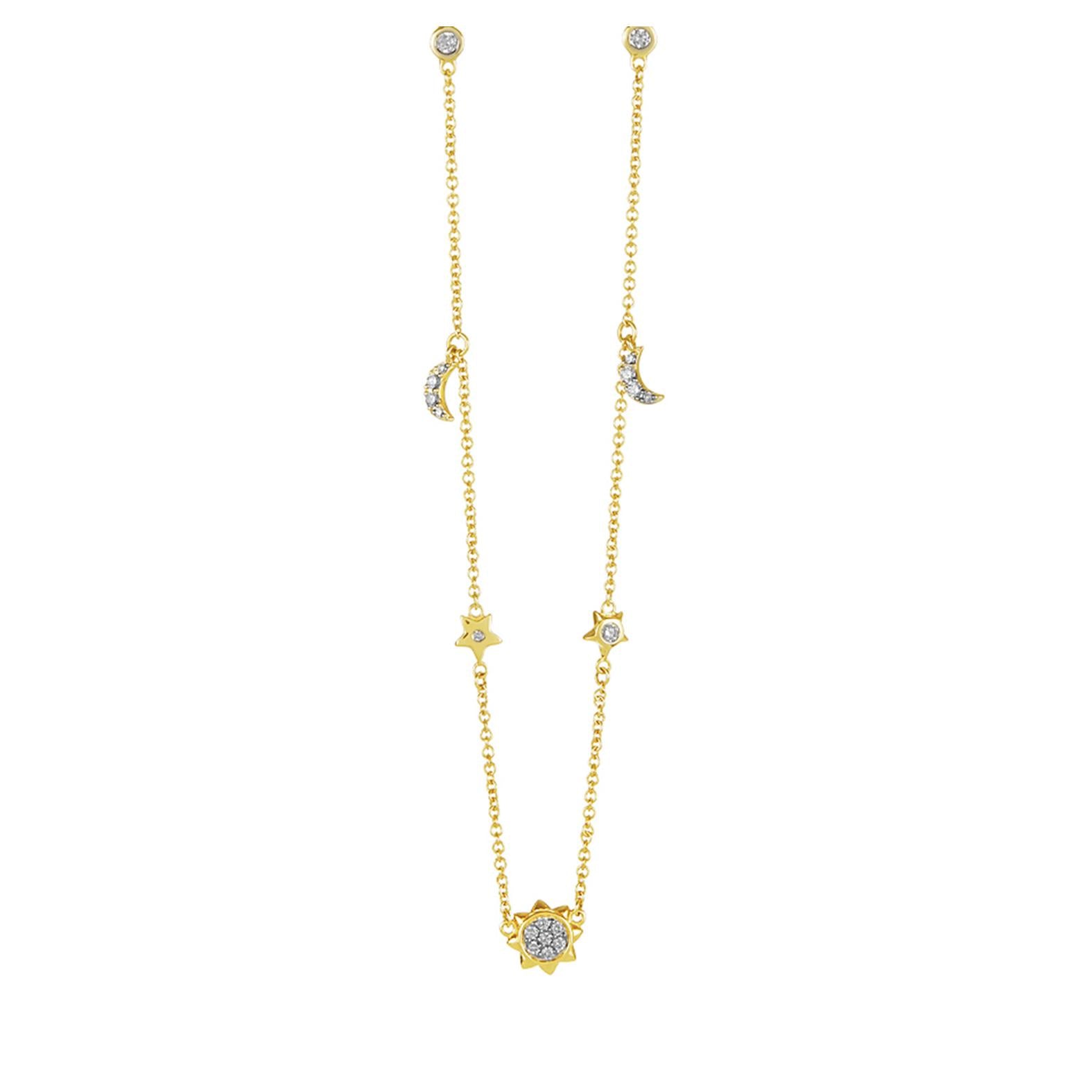 Monica Rich Kosann Sun, Moon and Stars Gold Necklace