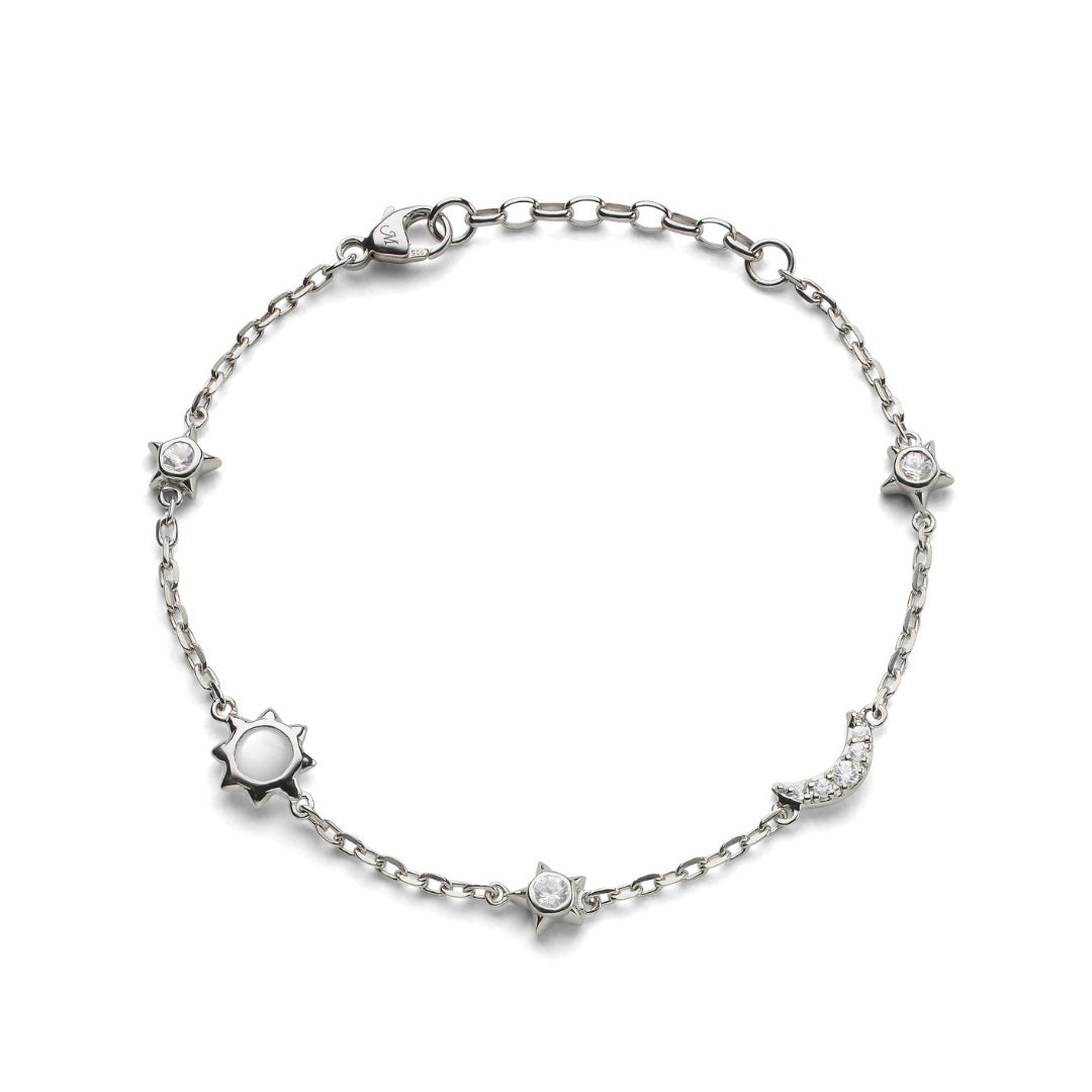 Monica Rich Kosann Sun, Moon and Stars Moonstone and White Sapphire Chain Bracelet