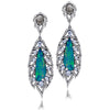 Sutra Opal, Sapphire and Diamond Feather Oxidized Drop Earring