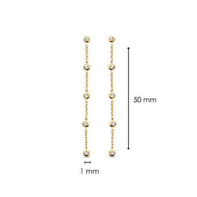 Ti Sento Milano Gold Bezel Zirconia Chain Earrings