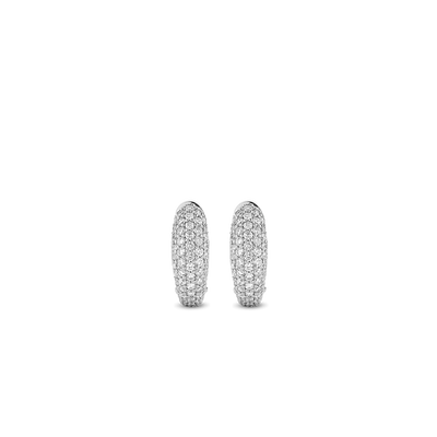 Ti Sento Milano Silver Oval Pave Huggie Hoops