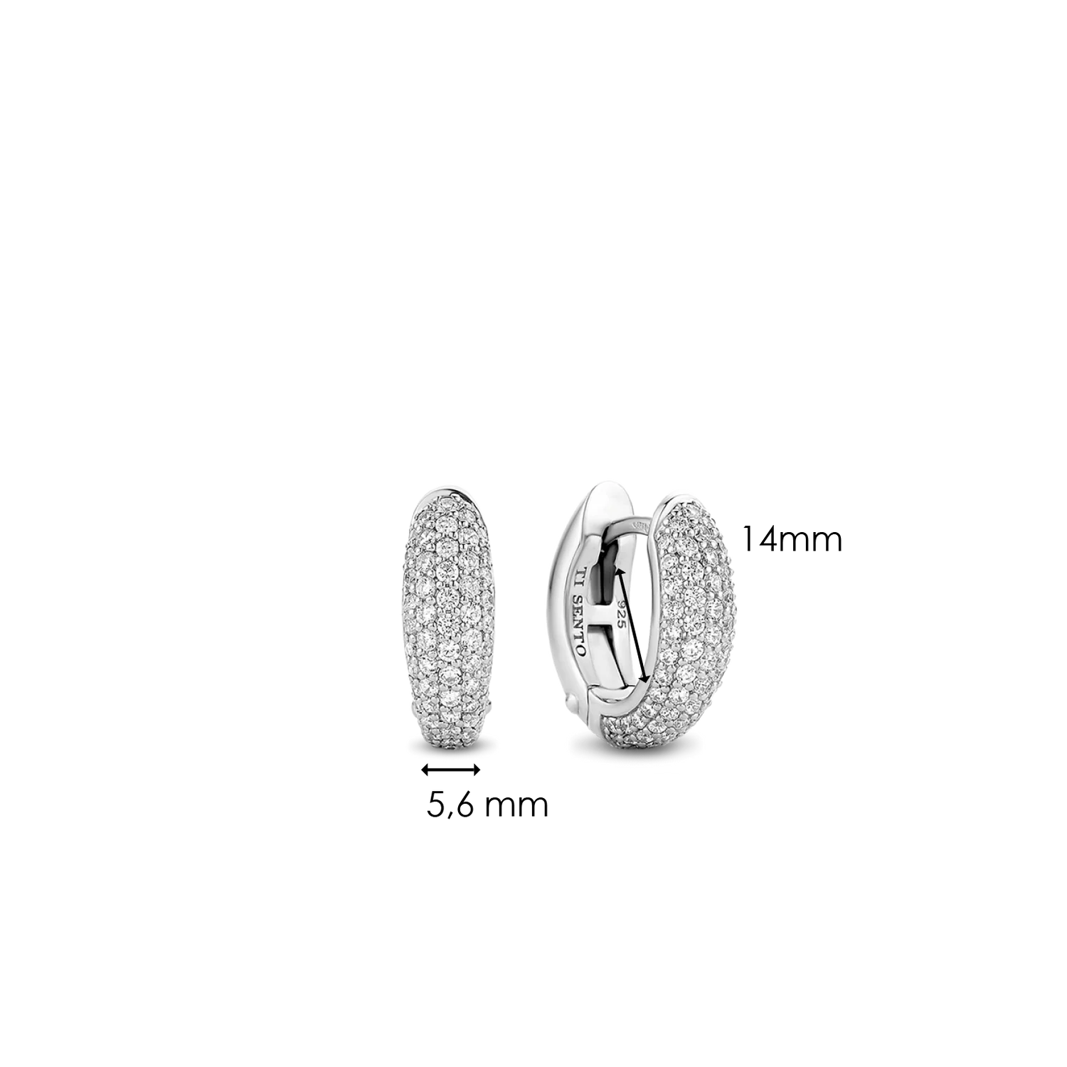 Ti Sento Milano Silver Oval Pave Huggie Hoops