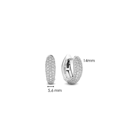 Ti Sento Milano Silver Oval Pave Huggie Hoops