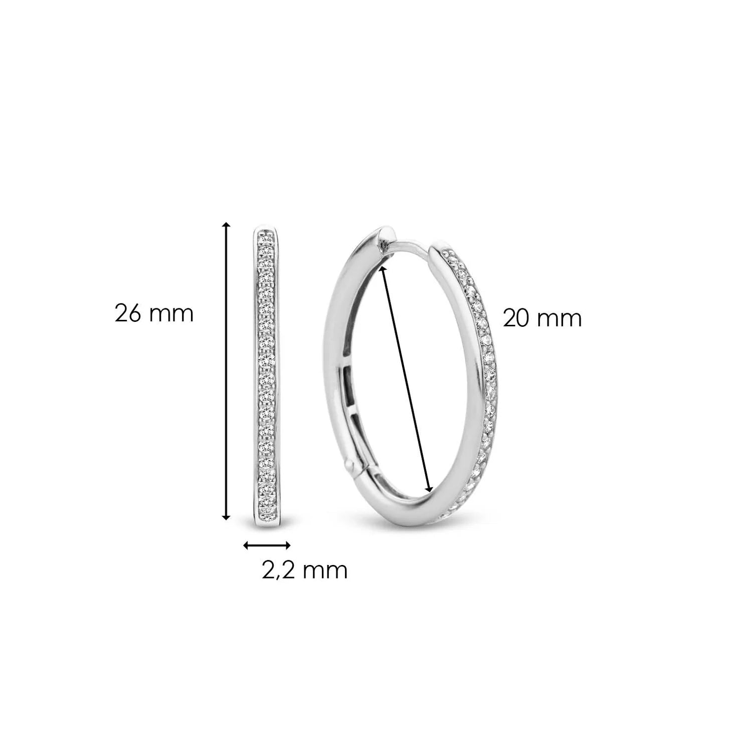 Ti Sento Milano Silver Oval Zirconia Hoops