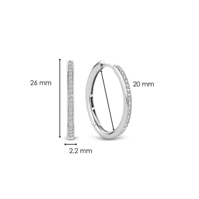 Ti Sento Milano Silver Oval Zirconia Hoops