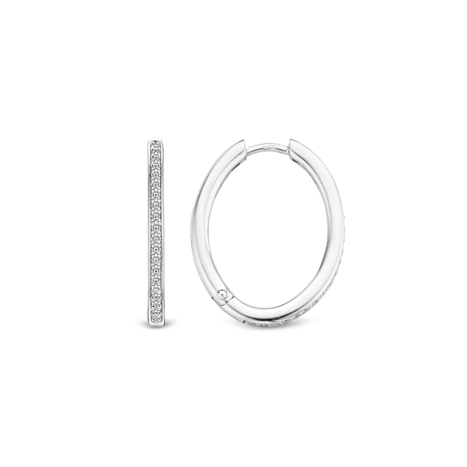 Ti Sento Milano Silver Oval Zirconia Hoops