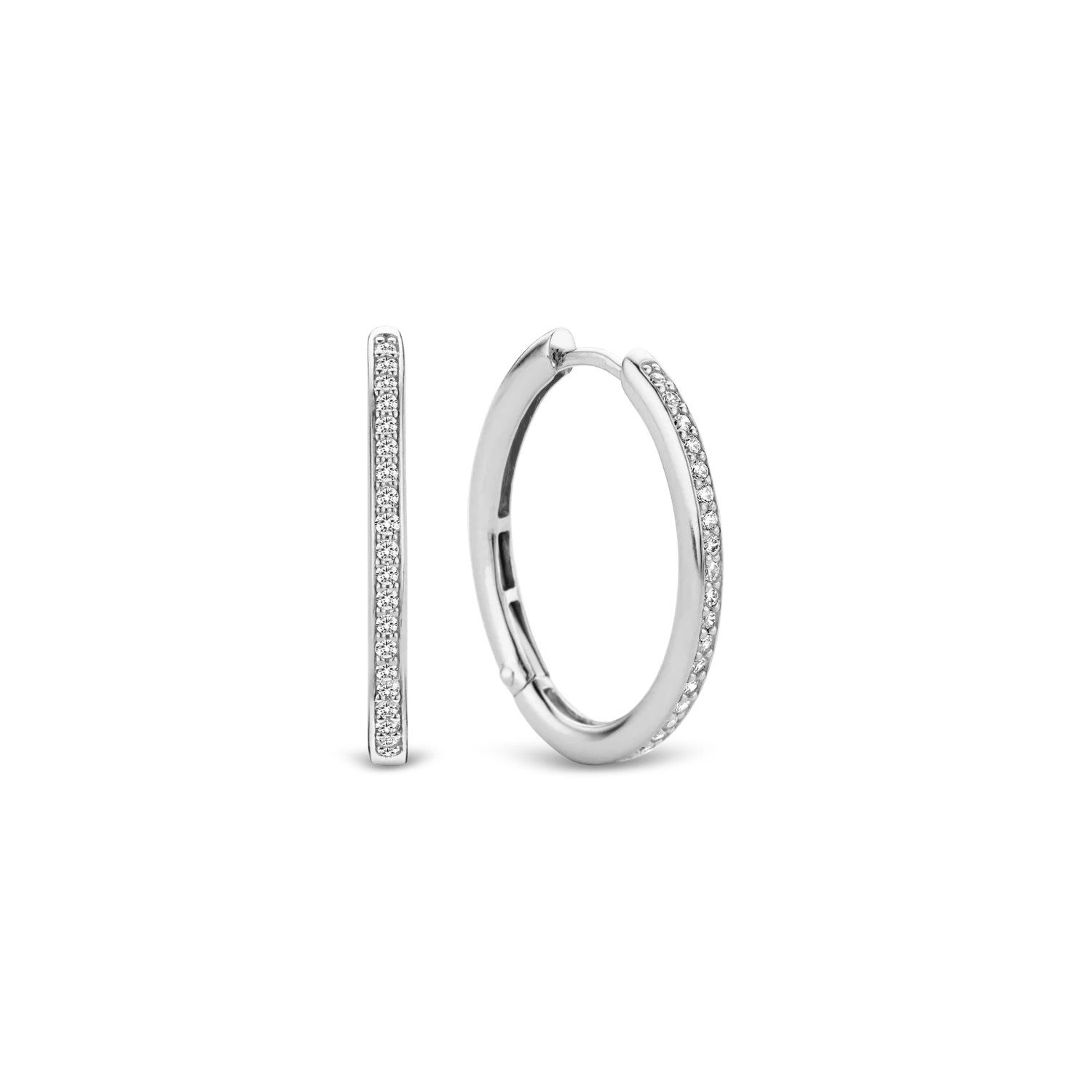 Ti Sento Milano Silver Oval Zirconia Hoops