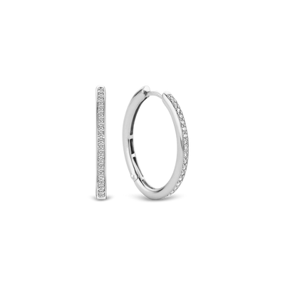 Ti Sento Milano Silver Oval Zirconia Hoops