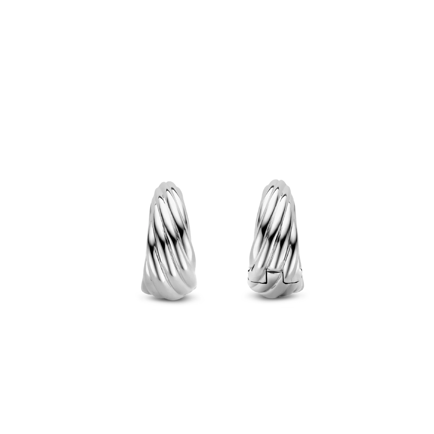 Ti Sento Milano Silver Twisted Line Huggie Hoops