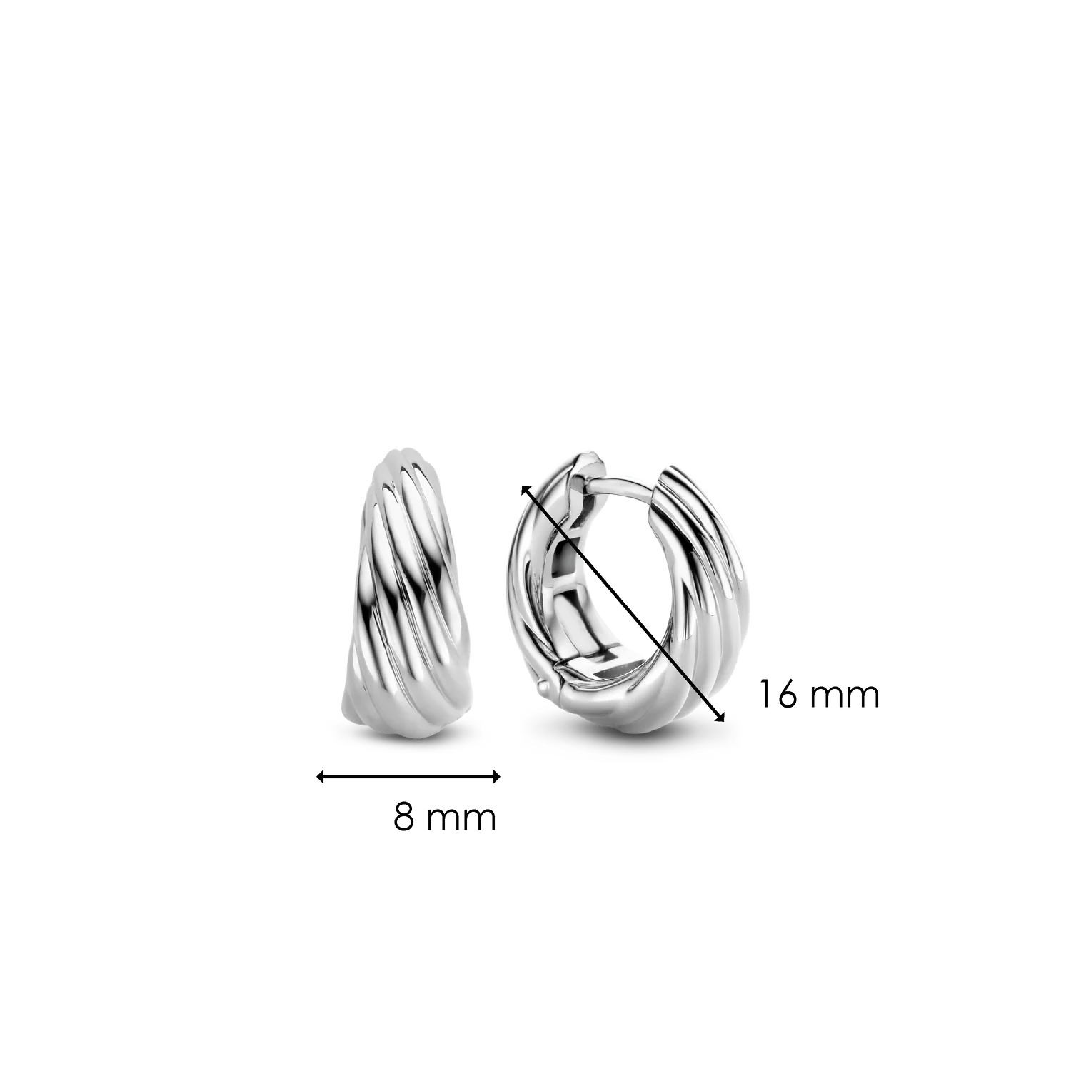 Ti Sento Milano Silver Twisted Line Huggie Hoops