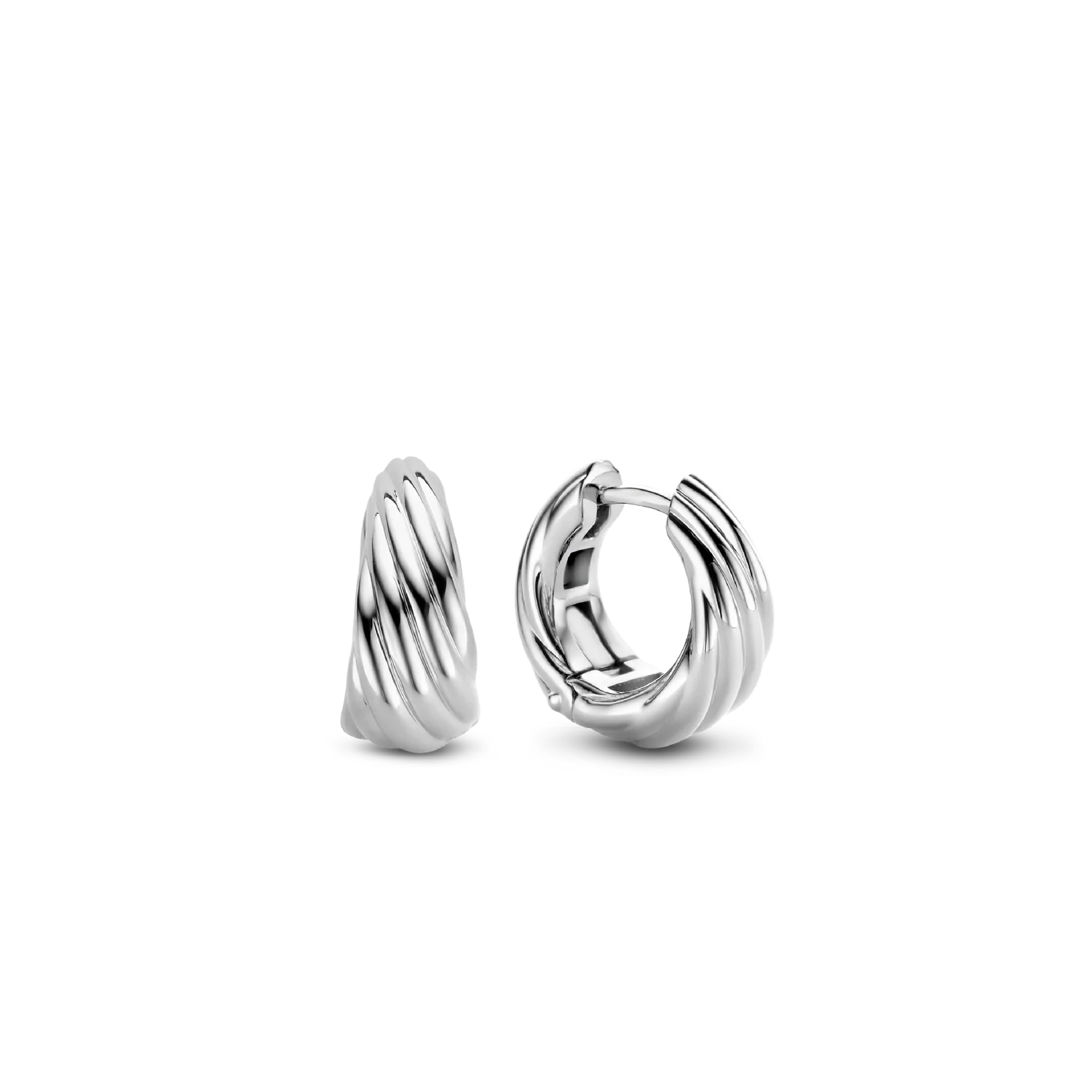 Ti Sento Milano Silver Twisted Line Huggie Hoops