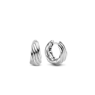 Ti Sento Milano Silver Twisted Line Huggie Hoops