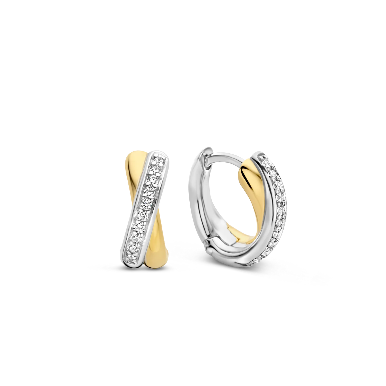 Ti Sento Milano Two Tone Crystal Kiss Huggy Earrings
