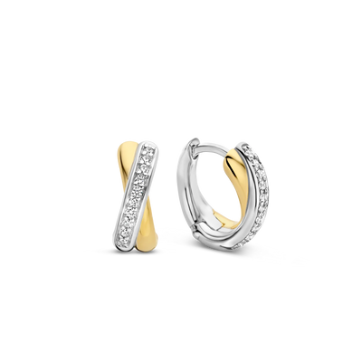 Ti Sento Milano Two Tone Crystal Kiss Huggy Earrings