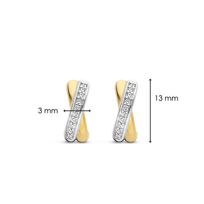 Ti Sento Milano Two Tone Crystal Kiss Huggy Earrings