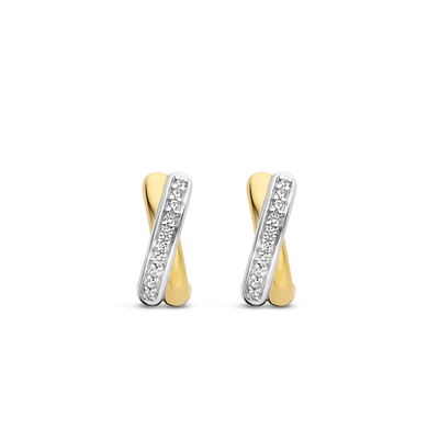 Ti Sento Milano Two Tone Crystal Kiss Huggy Earrings