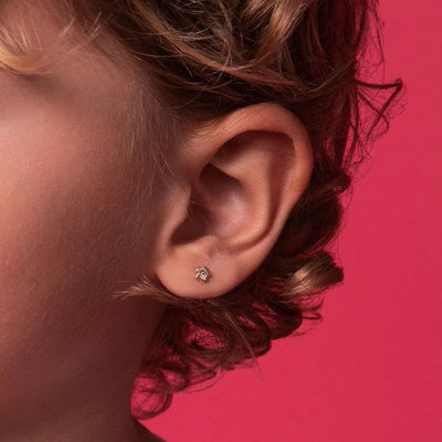 Tiny CZ Flower Little Girl's Stud Earrings