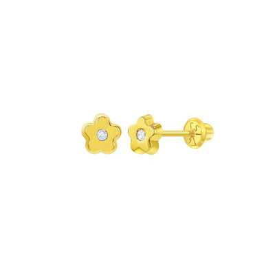 Tiny CZ Flower Little Girl's Stud Earrings