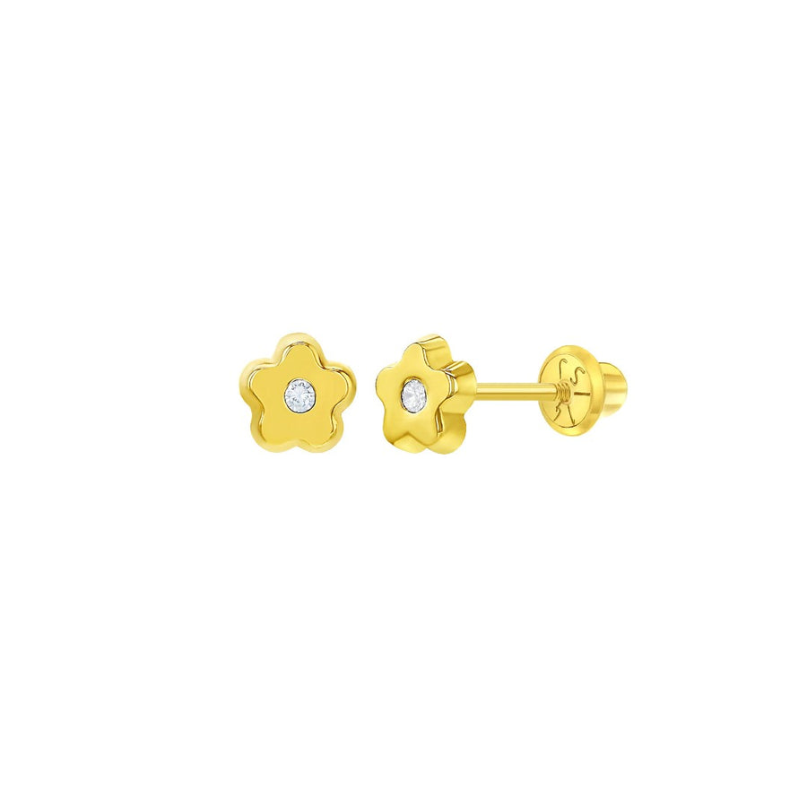 Tiny CZ Flower Little Girl's Stud Earrings