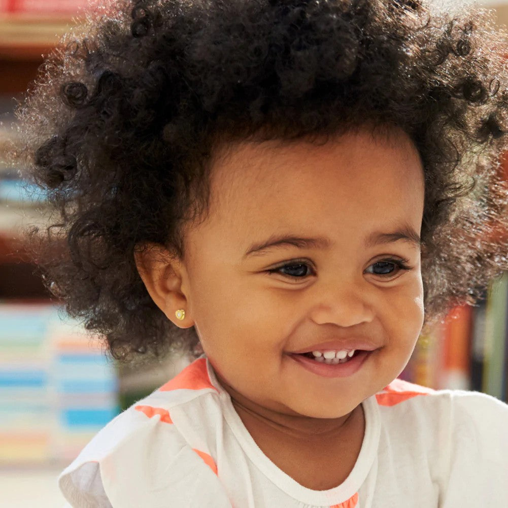 Tiny CZ Heart Little Girl's Stud Earrings