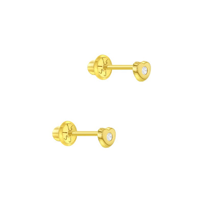 Tiny CZ Heart Little Girl's Stud Earrings
