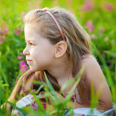 Tiny Open Heart Little Girl's Stud Earrings