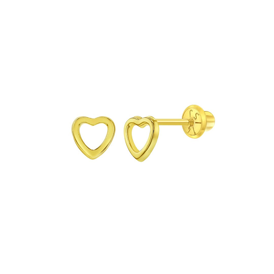 Tiny Open Heart Little Girl's Stud Earrings