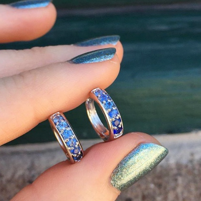 Jane Taylor Blue Sapphire Ombre Huggie Hoops