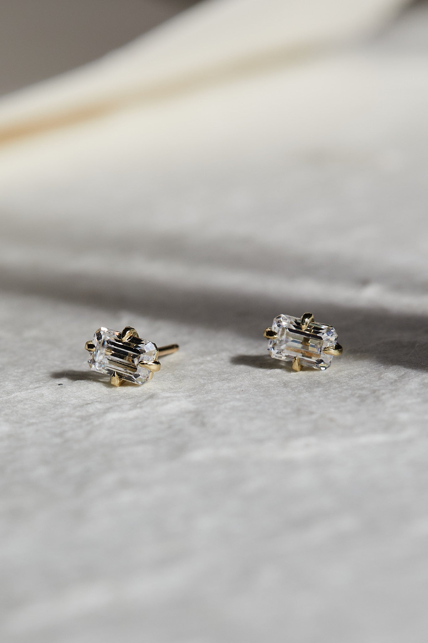 Emerald Cut Diamond Studs