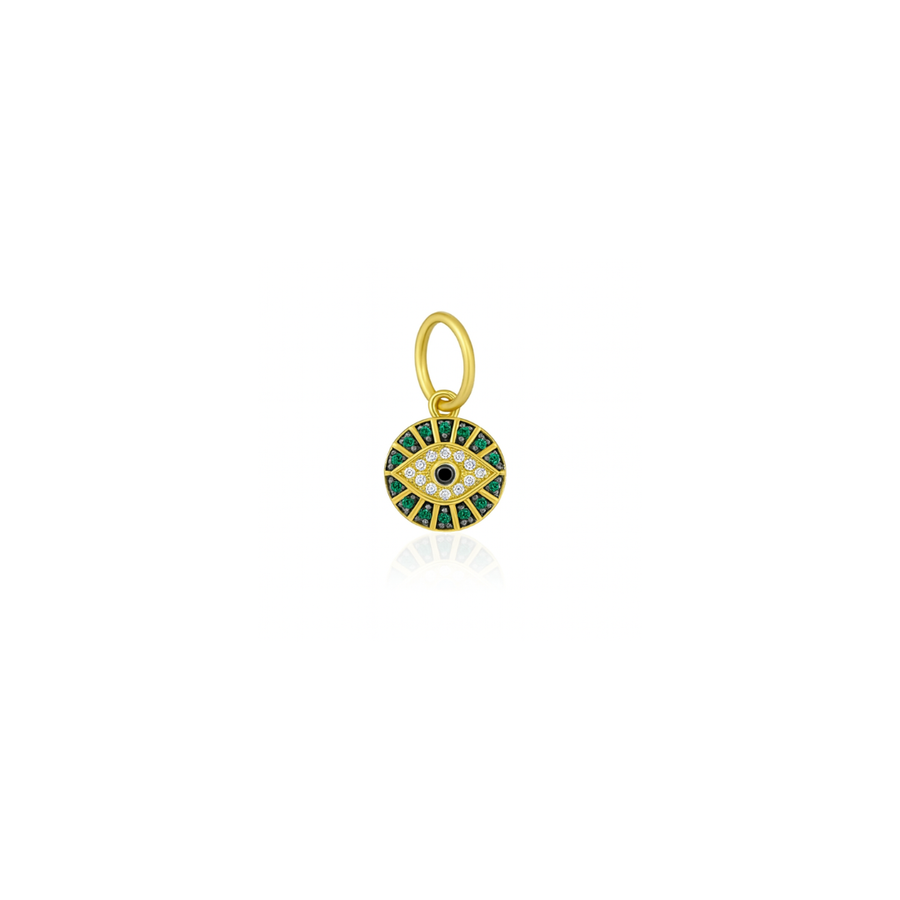 Tara Mikolay Emerald & Sapphire Mini Evil Eye Charm