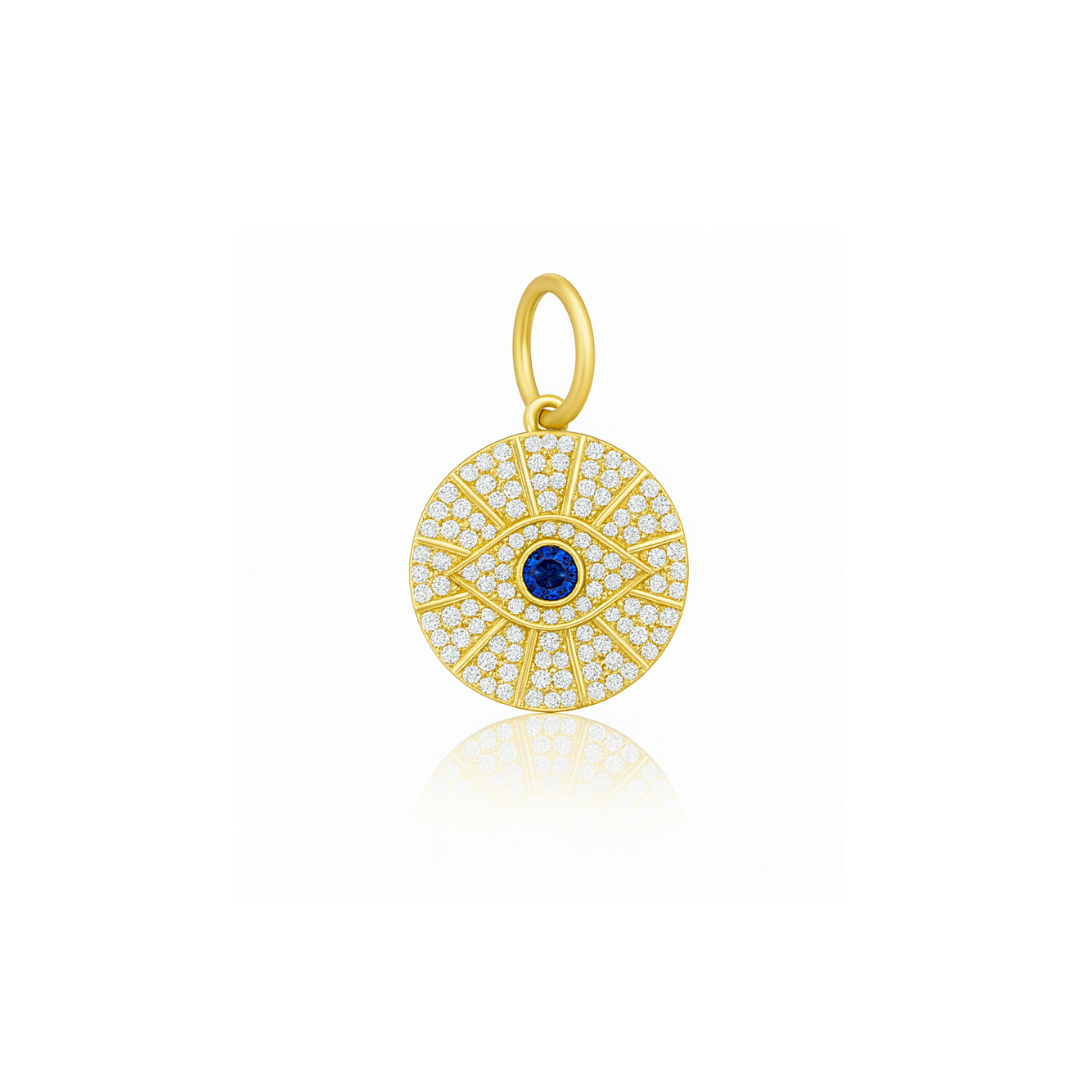 Tara Mikolay Diamond Evil Eye Disc Charm With Sapphire