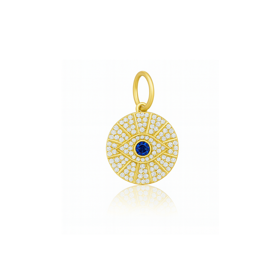 Tara Mikolay Diamond Evil Eye Disc Charm With Sapphire