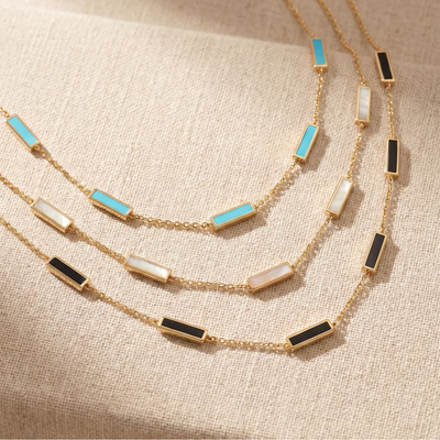 Tara Mikolay Mother of Pearl Inlay Bars Necklace