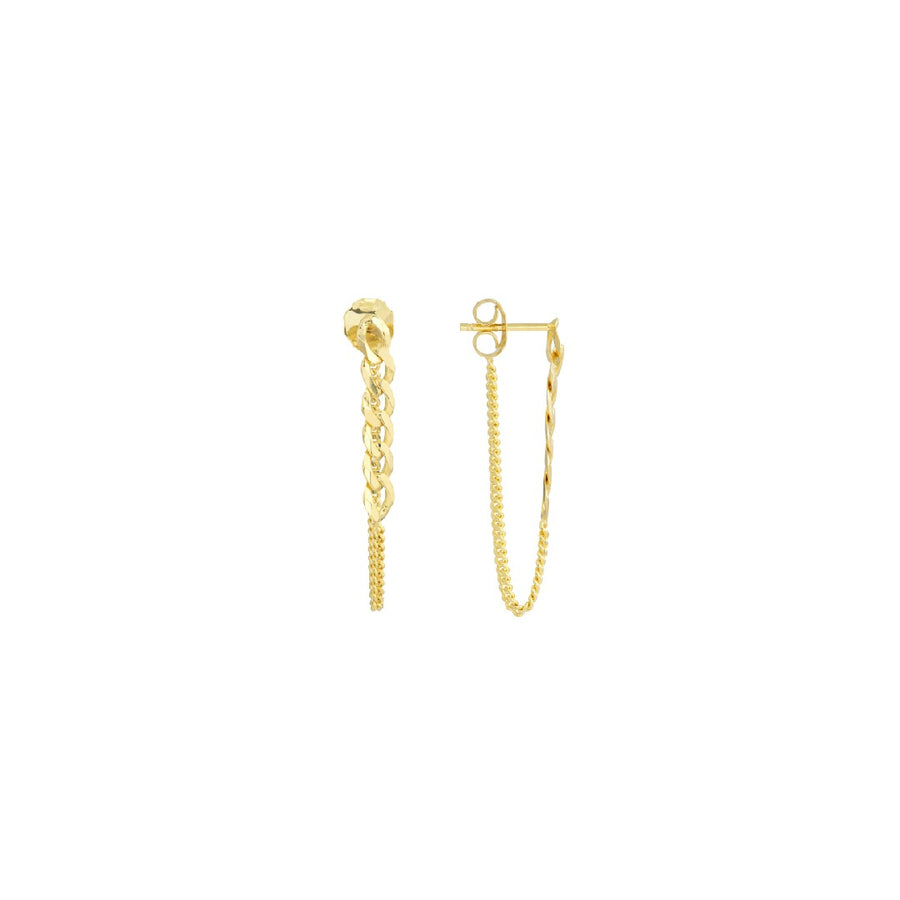 50/50 Curb Chain Front-to-Back Earrings