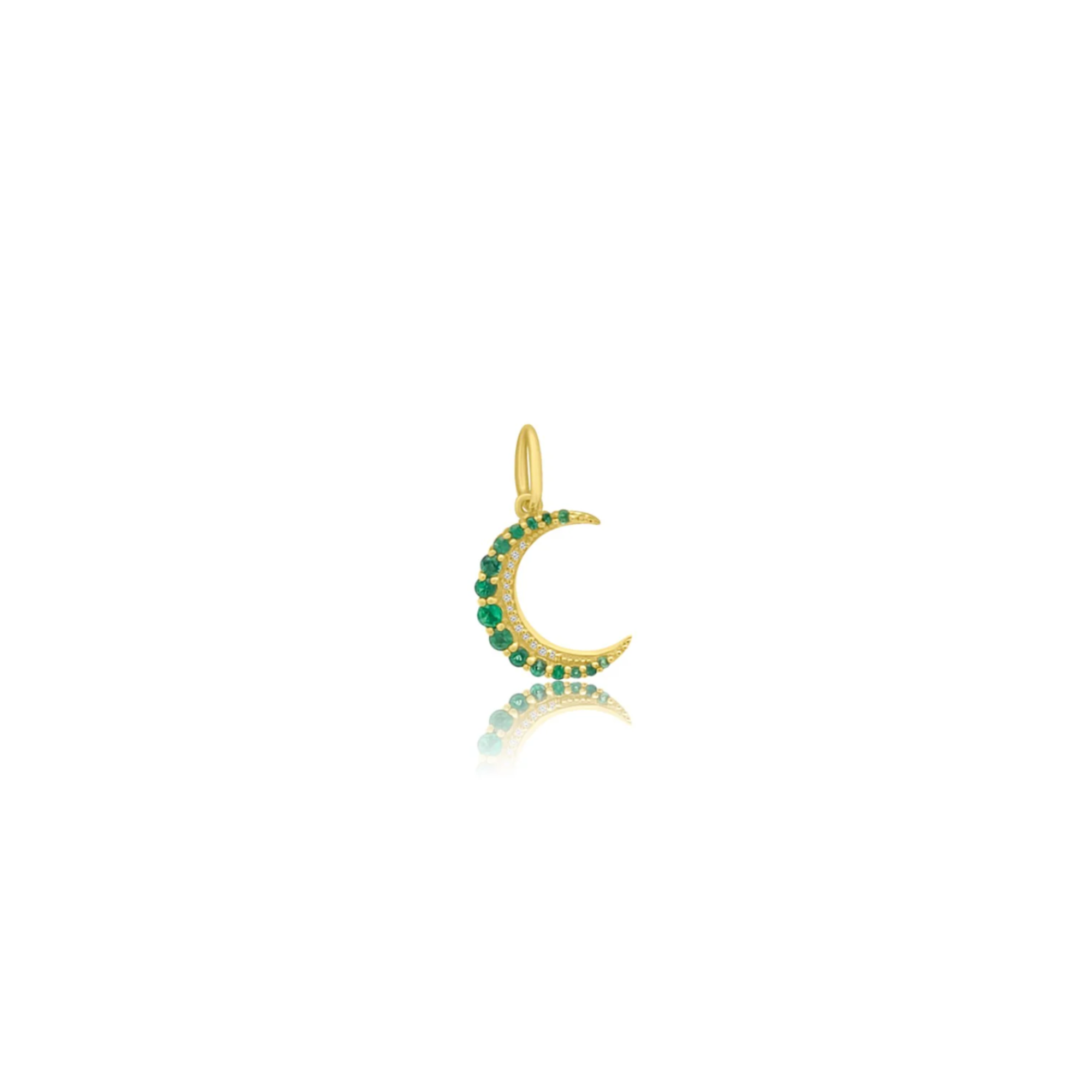 Tara Mikolay Emerald Crescent Moon Charm