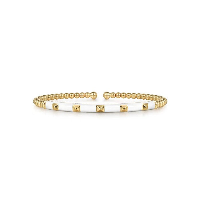 Gabriel & Co. White Enamel Bujukan Pyramid Split Bangle