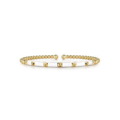Gabriel & Co. White Enamel Bujukan Pyramid Split Bangle