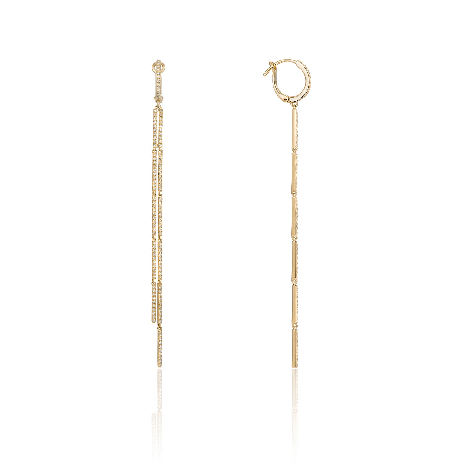 Pave Diamond Stick Drop Earrings