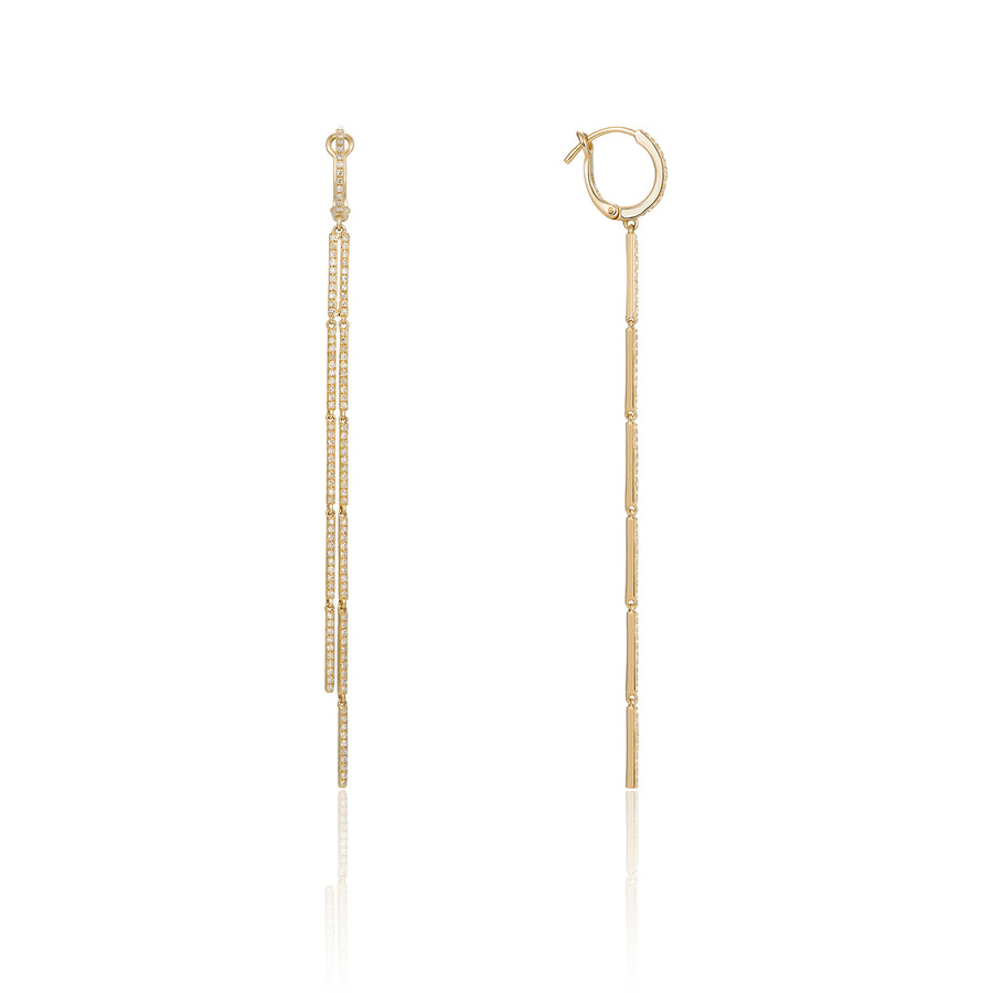 Pave Diamond Stick Drop Earrings