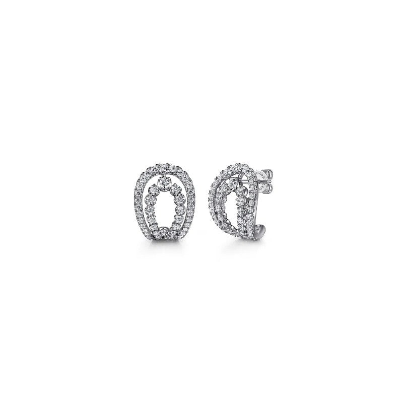 Gabriel & Co. Graduating Diamond J Hoop Earrings