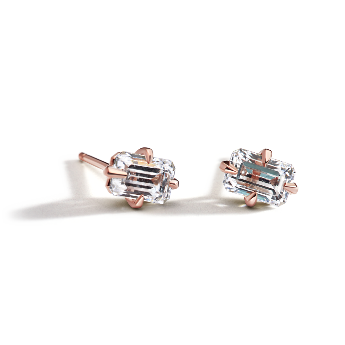 Emerald Cut Diamond Studs